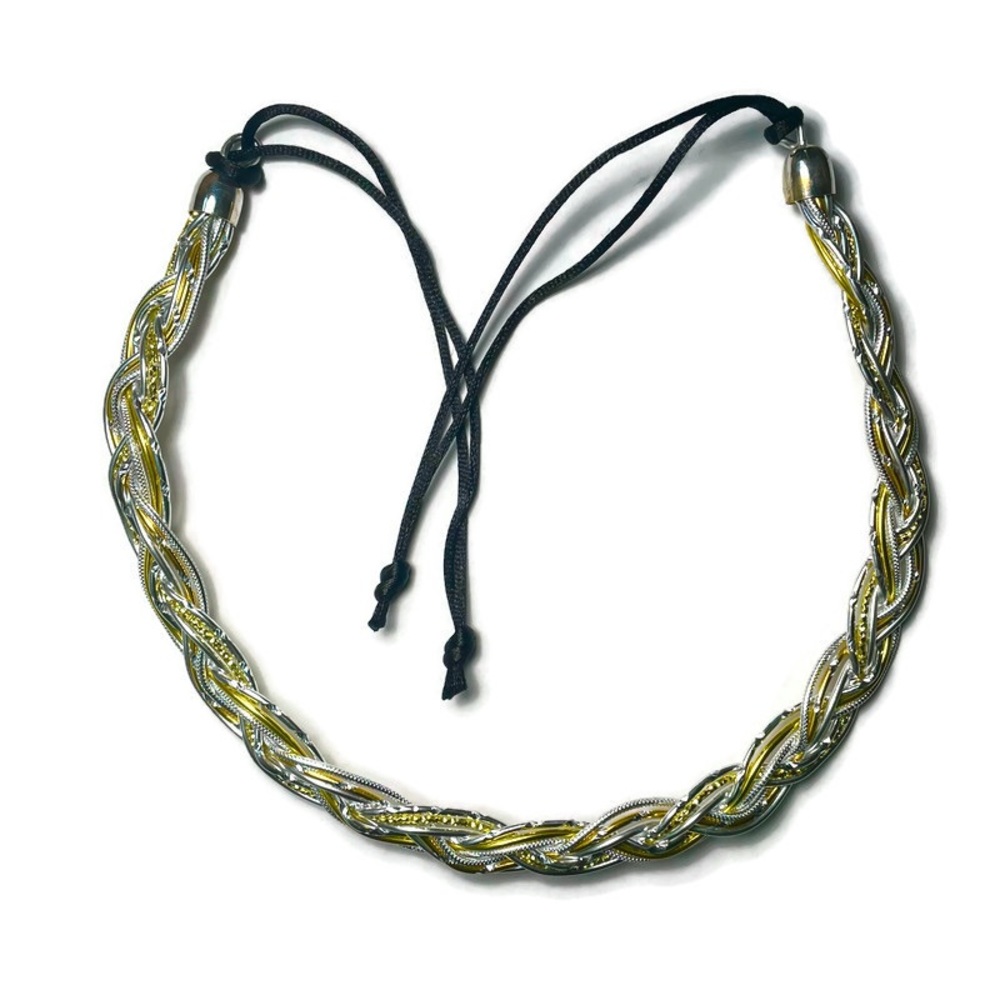 Braided silver & gold tone necklace
